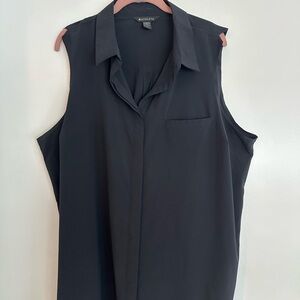 Athleta 2x Black sleeveless button up